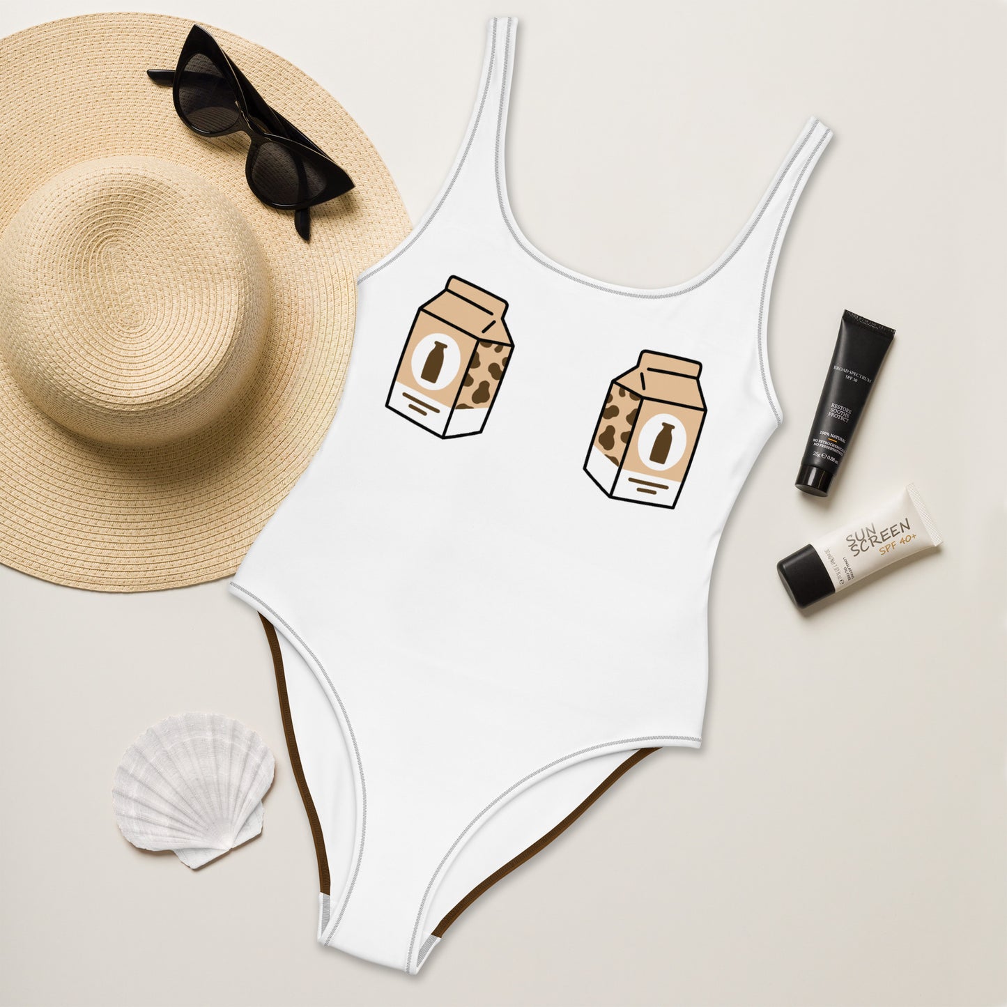 Rich Chocolate 'Got Milkies' One-Piece Swimsuit