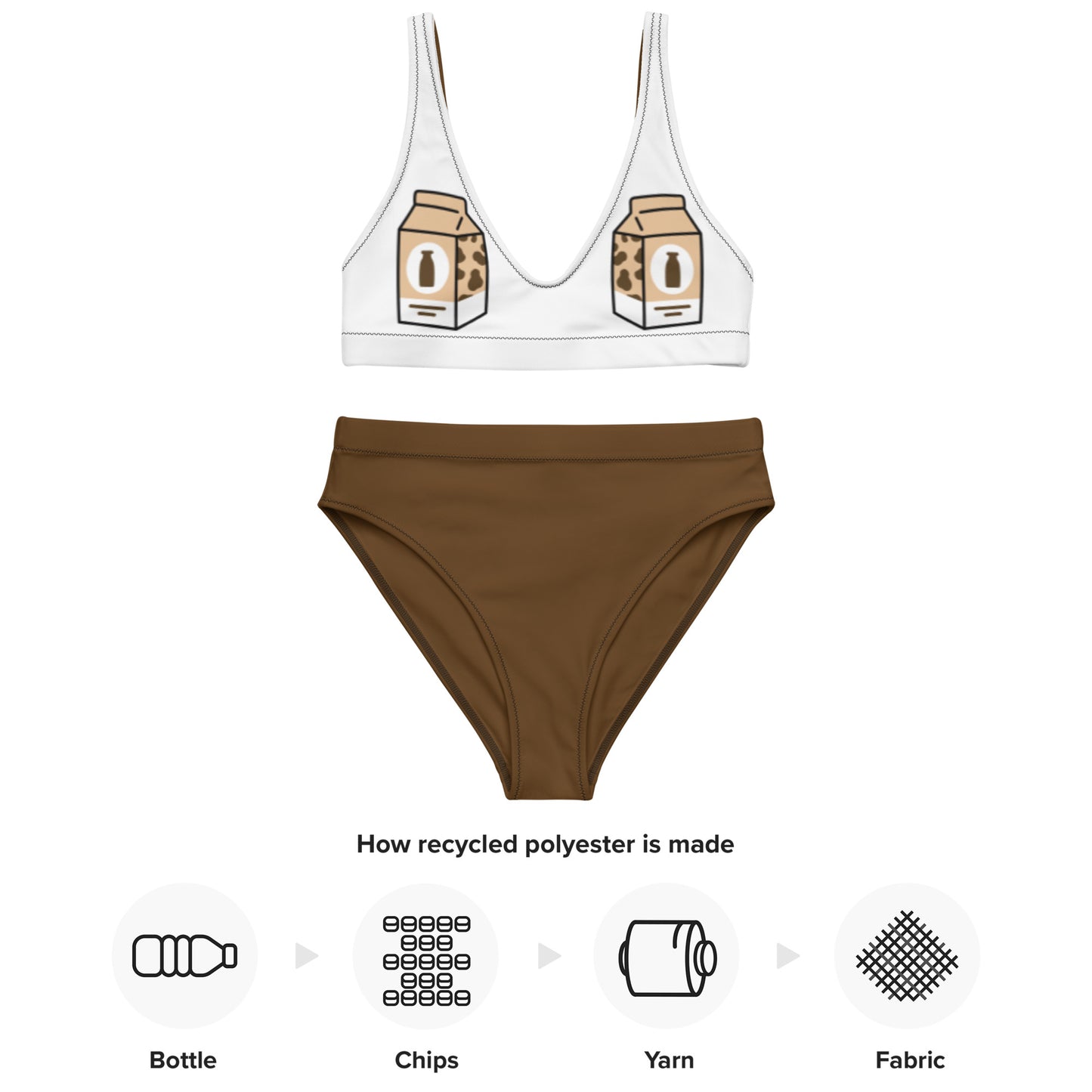 Rich Chocolate Recycled 'Got Milkies' high-waisted bikini